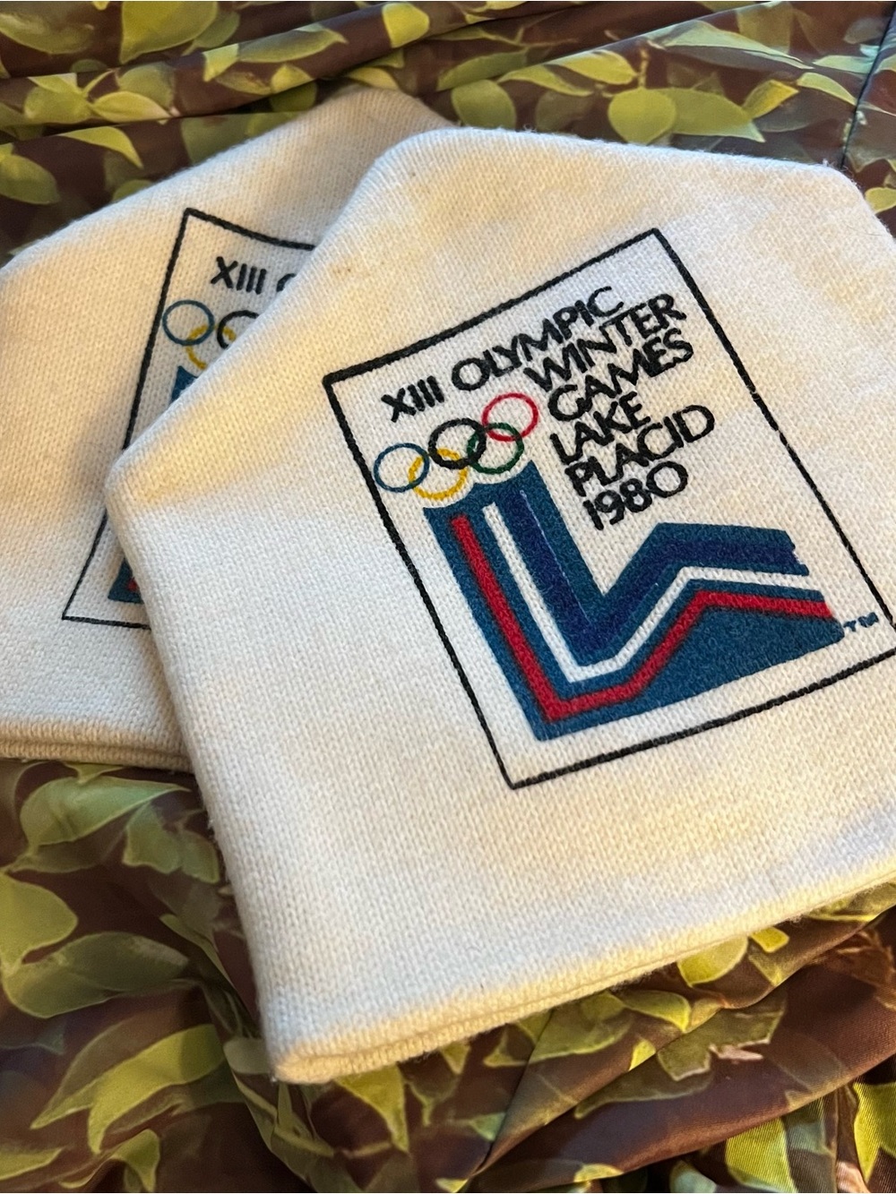 Lot of 2 - Vintage 1980 Lake Placid Winter Olympics Beanies- XIII Games